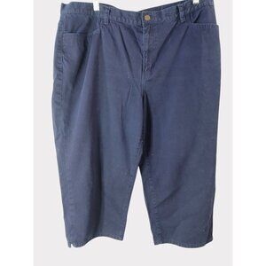 Lauren Jeans Co Womens Navy Cotton Capris Pants Size 18W Ralph Classic Mid Calf